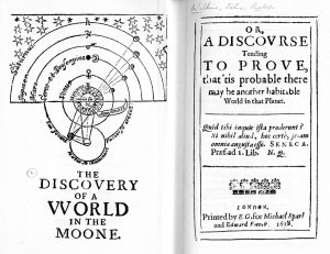 Title page of Wilkin's Discovery of a World in the Moon (1638)